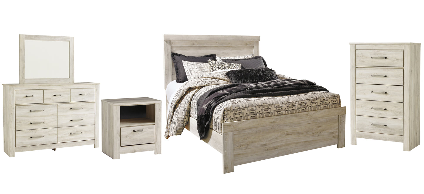 Bellaby  Panel Bed With Mirrored Dresser, Chest And Nightstand