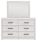 Cayboni Full Panel Bed with Mirrored Dresser and Nightstand