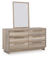 Hasbrick Queen Panel Headboard with Mirrored Dresser