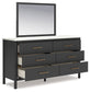 Cadmori Full Upholstered Bed with Mirrored Dresser, Chest and 2 Nightstands