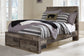 Derekson Full Panel Bed with 2 Storage Drawers with Mirrored Dresser, Chest and 2 Nightstands